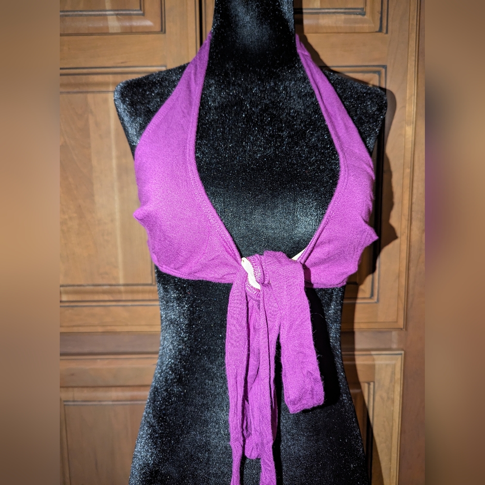 Melodia Designs Wrap Halter Bikini Top in Plum I believe it's a XS